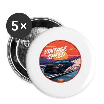 Vintage Speed Retro Performance - Buttons groß 56 mm (5er Pack) - Weiß - Vorne