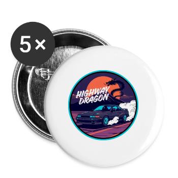Highway Dragon Tokyo Leistung - Buttons groß 56 mm (5er Pack) - Weiß - Vorne