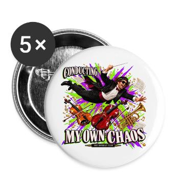 Lustiges Dirigentengeschenk – Mein eigenes Chaos dirigieren - Buttons groß 56 mm (5er Pack) - Weiß - Vorne