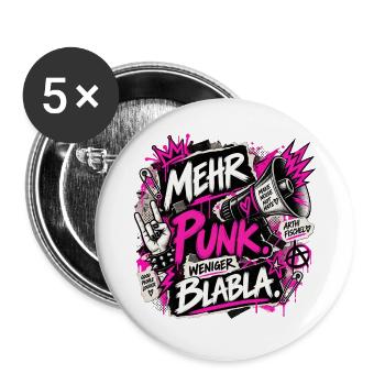 Mehr Punk Weniger Blabla - Buttons groß 56 mm (5er Pack) - Weiß - Vorne