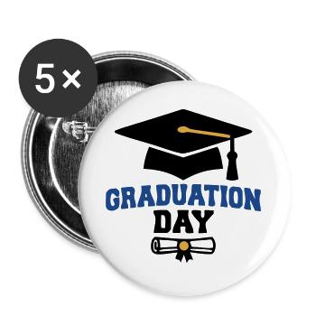 Abschluss Hut Zeugnis Grafik - Buttons groß 56 mm (5er Pack) - Weiß - Vorne