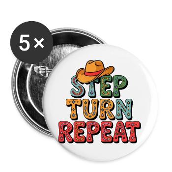 Line Dance Fun - Buttons groß 56 mm (5er Pack) - Weiß - Vorne