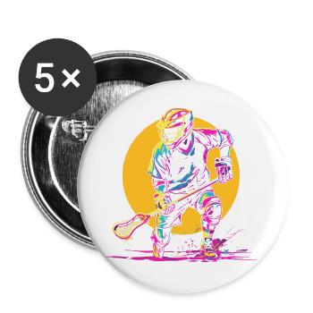 Lacrosse Spieler Synthwave - Buttons groß 56 mm (5er Pack) - Weiß - Vorne
