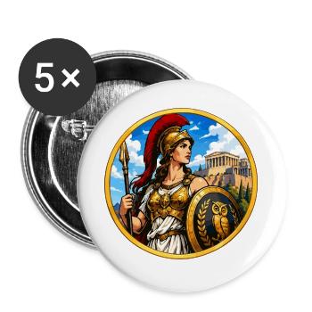 Griechische Kriegerin mit Speer - Buttons groß 56 mm (5er Pack) - Weiß - Vorne