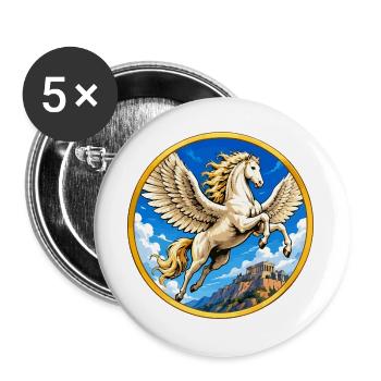 Pegasus über dem Hügel - Buttons groß 56 mm (5er Pack) - Weiß - Vorne