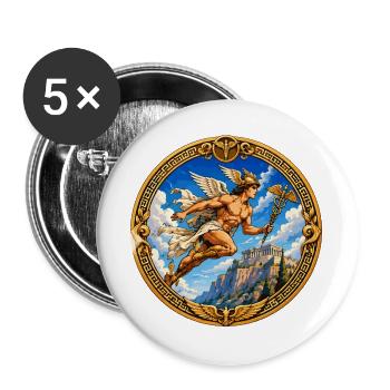 Mythologie Caduceus Kreis - Buttons groß 56 mm (5er Pack) - Weiß - Vorne