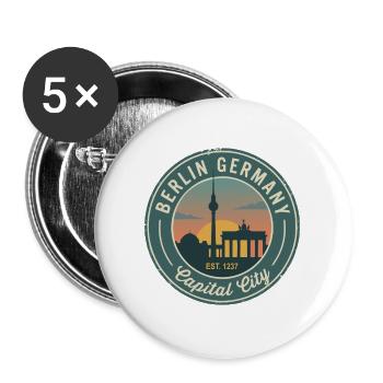 Vintage-Berliner Deutschland-Abzeichen - Buttons groß 56 mm (5er Pack) - Weiß - Vorne