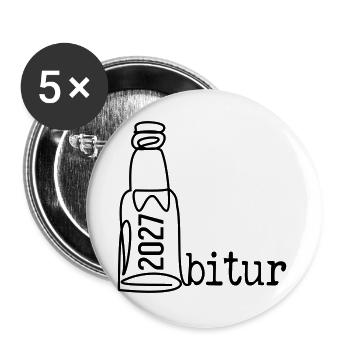 Abi Party 2027, Abitur Bier - Buttons groß 56 mm (5er Pack) - Weiß - Vorne