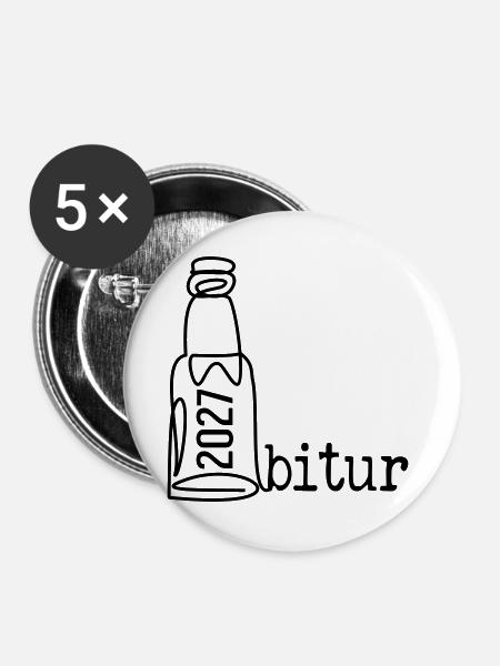 Abi Party 2027, Abitur Bier - Buttons groß 56 mm (5er Pack) - Weiß
