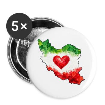 Iran Herz Liebe - Buttons groß 56 mm (5er Pack) - Weiß - Vorne