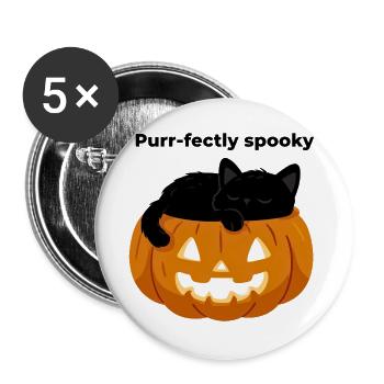 Purr-fect Kürbisnächte - Buttons groß 56 mm (5er Pack) - Weiß - Vorne