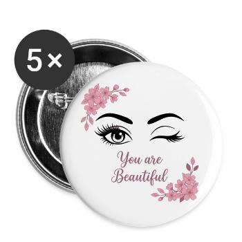 You are Beautiful - Buttons groß 56 mm (5er Pack) - Weiß - Vorne
