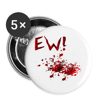 Halloween-Kostüm-Blutflecken - Buttons groß 56 mm (5er Pack) - Weiß - Vorne