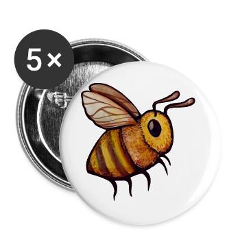 Aquarellbiene in sonnigen Streifen - Buttons groß 56 mm (5er Pack) - Weiß - Vorne