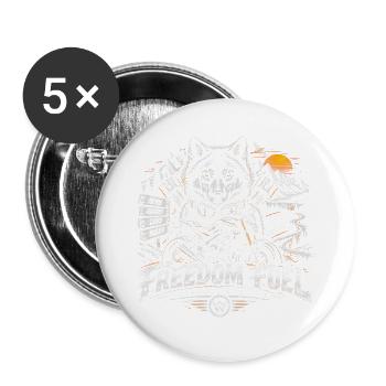 Freedom Fuel – Wolf Motorradabenteuer - Buttons groß 56 mm (5er Pack) - Weiß - Vorne
