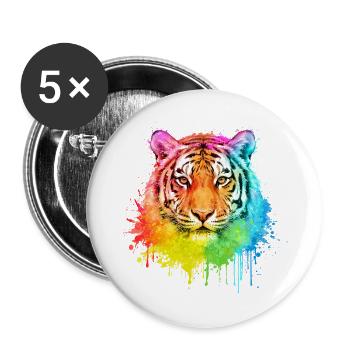 Tiger Aquarell Illustration - Buttons groß 56 mm (5er Pack) - Weiß - Vorne