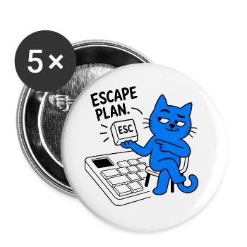 AUSBRUCHSPLAN | Humor Büro-Computing - Buttons groß 56 mm (5er Pack) - Weiß - Vorne