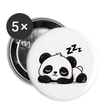 Schlafender Panda Traumzeit - Buttons groß 56 mm (5er Pack) - Weiß - Vorne