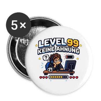 Level 99 - Buttons groß 56 mm (5er Pack) - Weiß - Vorne
