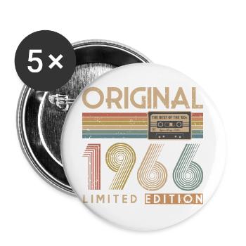 60. Geburtstag, 60 Jahre - Buttons groß 56 mm (5er Pack) - Weiß - Vorne