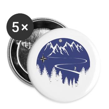 Wandern Berge - Buttons groß 56 mm (5er Pack) - Weiß - Vorne