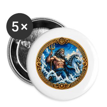 Poseidon auf rauen Wellen - Buttons groß 56 mm (5er Pack) - Weiß - Vorne
