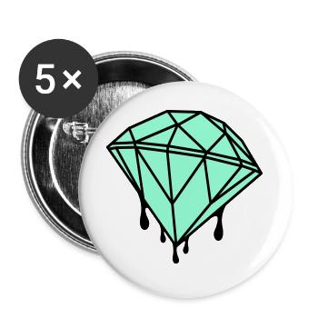 Geometrischer Mint-Diamant - Buttons groß 56 mm (5er Pack) - Weiß - Vorne
