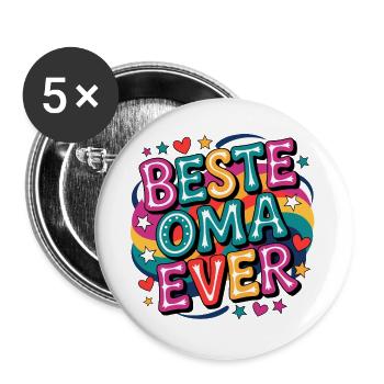 Beste Oma Ever - Buttons groß 56 mm (5er Pack) - Weiß - Vorne