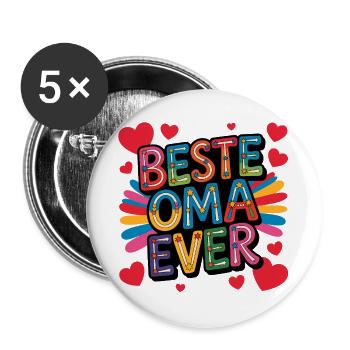 Best Oma Ever - Buttons groß 56 mm (5er Pack) - Weiß - Vorne