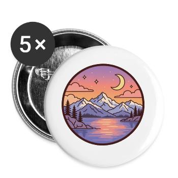 Mondsee Berglandschaft - Buttons groß 56 mm (5er Pack) - Weiß - Vorne