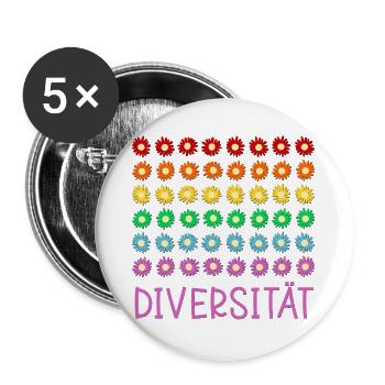 Regenbogen Diversität - Buttons groß 56 mm (5er Pack) - Weiß - Vorne