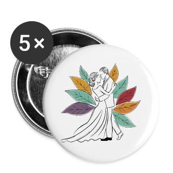Tanzendes Paar im Herbstlaub - Buttons groß 56 mm (5er Pack) - Weiß - Vorne