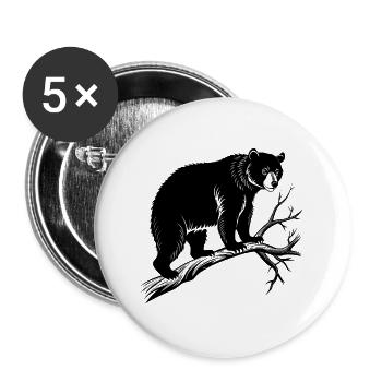 Bär im Baum - Buttons groß 56 mm (5er Pack) - Weiß - Vorne