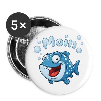 Mondfisch Abenteuer - Buttons groß 56 mm (5er Pack) - Weiß - Vorne
