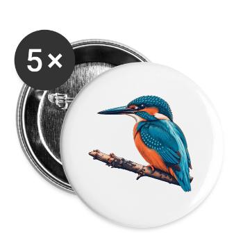 Eisvogel Risograph - Buttons groß 56 mm (5er Pack) - Weiß - Vorne