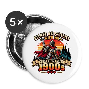 Retro Gamer 1900s Lustiger Gaming Spruch - Buttons groß 56 mm (5er Pack) - Weiß - Vorne