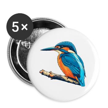 Eisvogel Retro - Buttons groß 56 mm (5er Pack) - Weiß - Vorne