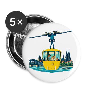 Kölner Seilbahn Retro - Buttons groß 56 mm (5er Pack) - Weiß - Vorne