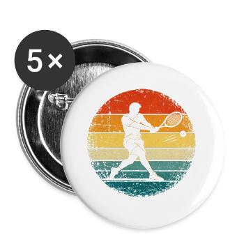 Tennis - Tennisspieler - Grunge - Sonnenuntergang - Buttons groß 56 mm (5er Pack) - Weiß - Vorne