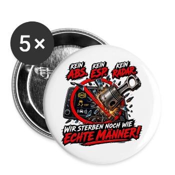 Kein ABS ESP Radar – Echte Männer - Buttons groß 56 mm (5er Pack) - Weiß - Vorne