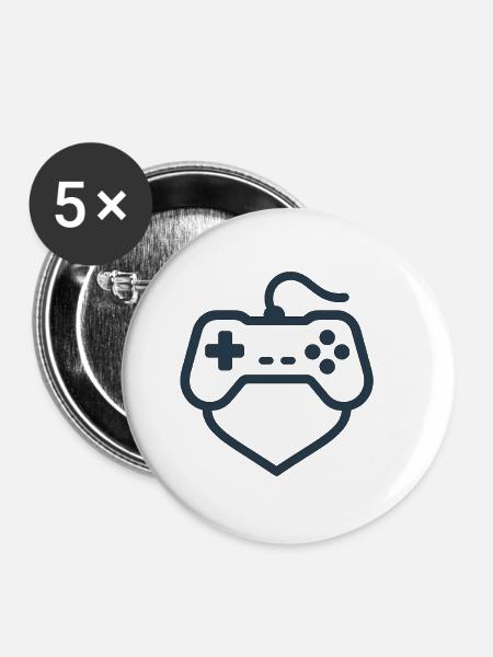 Retro Controller Silhouette – Clean Gamer-Shirt - Buttons groß 56 mm (5er Pack) - Weiß