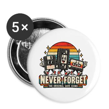 Retro-Speicher-Icons - Buttons groß 56 mm (5er Pack) - Weiß - Vorne