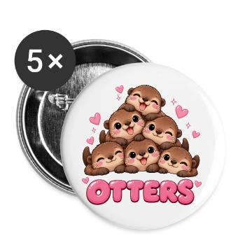 Süße Otter Freunde Cartoon - Buttons groß 56 mm (5er Pack) - Weiß - Vorne