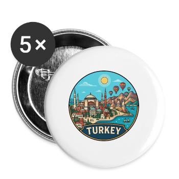 Türkei-Reiseabzeichen Hagia Sophia Kappadokien - Buttons groß 56 mm (5er Pack) - Weiß - Vorne