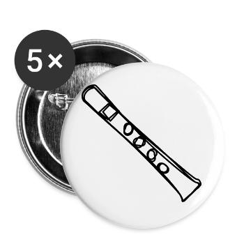 Blockflöte handgezeichnet - Buttons groß 56 mm (5er Pack) - Weiß - Vorne