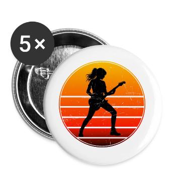 Geschenkidee für die Gitarrenspielerin mit Gitarre - Buttons groß 56 mm (5er Pack) - Weiß - Vorne