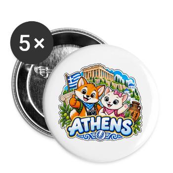 Tavi & Nela in Athens - Buttons groß 56 mm (5er Pack) - Weiß - Vorne