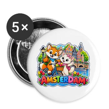 Tavi & Nela in Amsterdam - Buttons groß 56 mm (5er Pack) - Weiß - Vorne