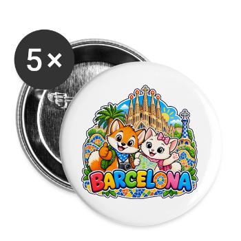 Tavi & Nela in Barcelona - Buttons groß 56 mm (5er Pack) - Weiß - Vorne