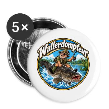 Waller Angeln - Buttons groß 56 mm (5er Pack) - Weiß - Vorne